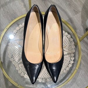Ivanka Trump Black Pointed-Toe Leather Pumps